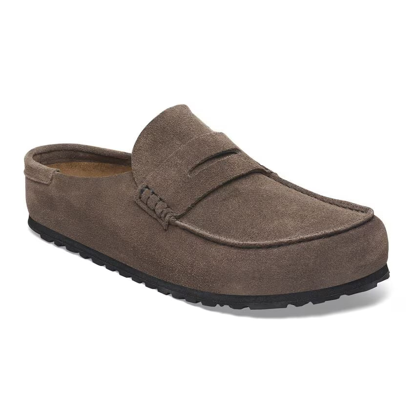 Birkenstock Naples Wrapped Suede Leather Concrete Gray Shoes