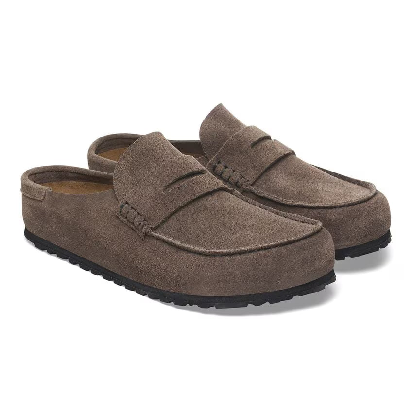 Birkenstock Naples Wrapped Suede Leather Concrete Gray Shoes
