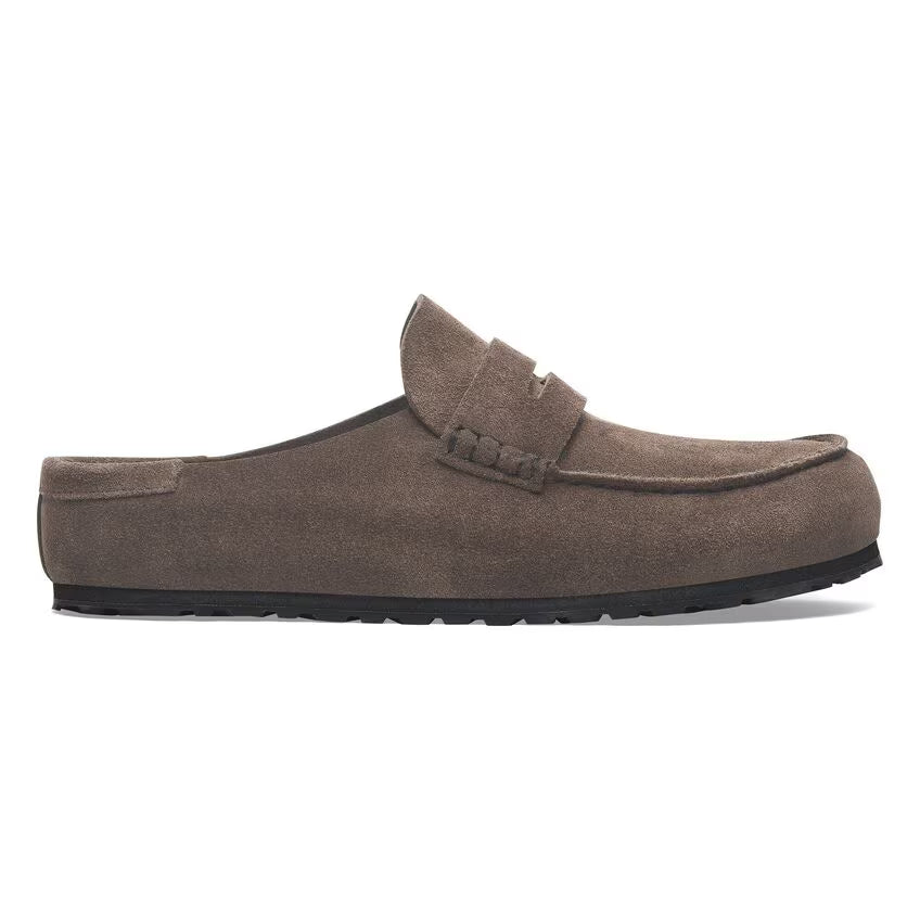 Birkenstock Naples Wrapped Suede Leather Concrete Gray Shoes