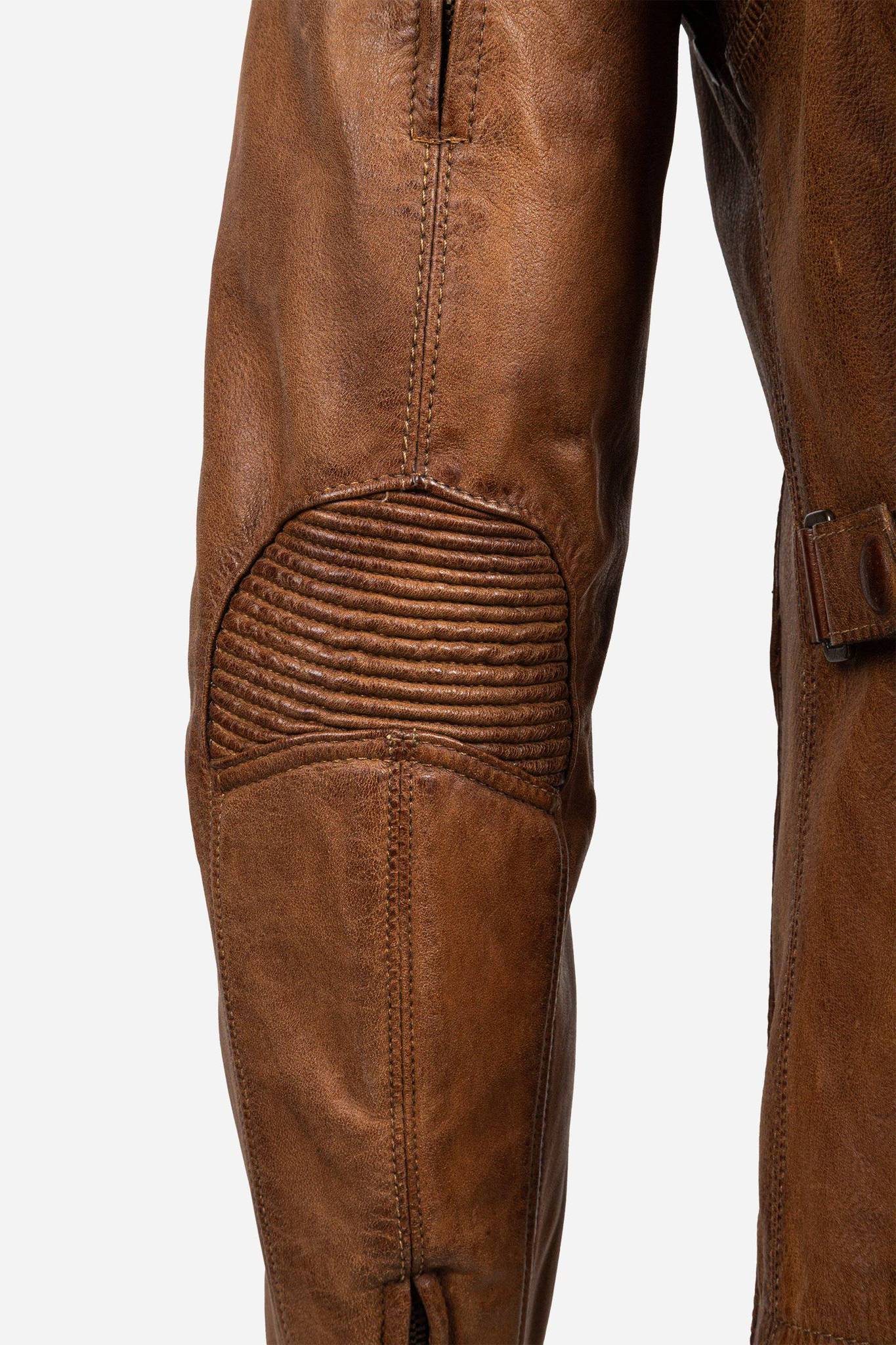 Matchless Kensington 2.0 Men's Leather Jacket Classic Brown - Close Up Elbow