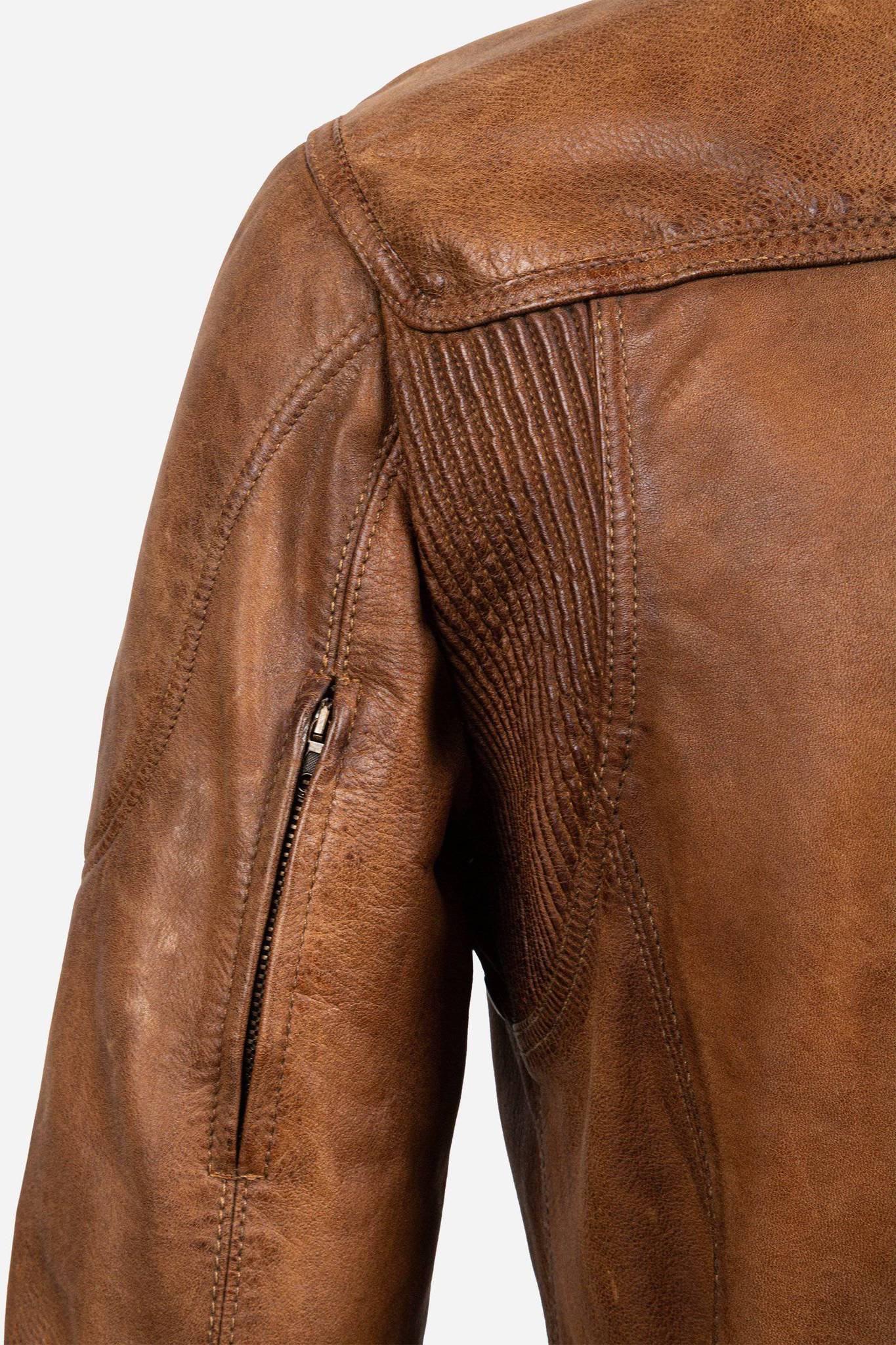 Matchless Kensington 2.0 Men's Leather Jacket Classic Brown - Close Up Arm Pit Vent