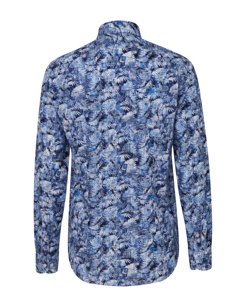 Sand Men's Palm Tree Cotton Shirt Blue - Back View