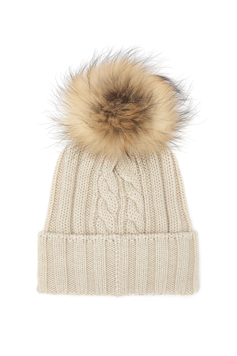 Woolrich Women's Rib-knit Pom-pom Beanie Cream - Laid Flat Back View