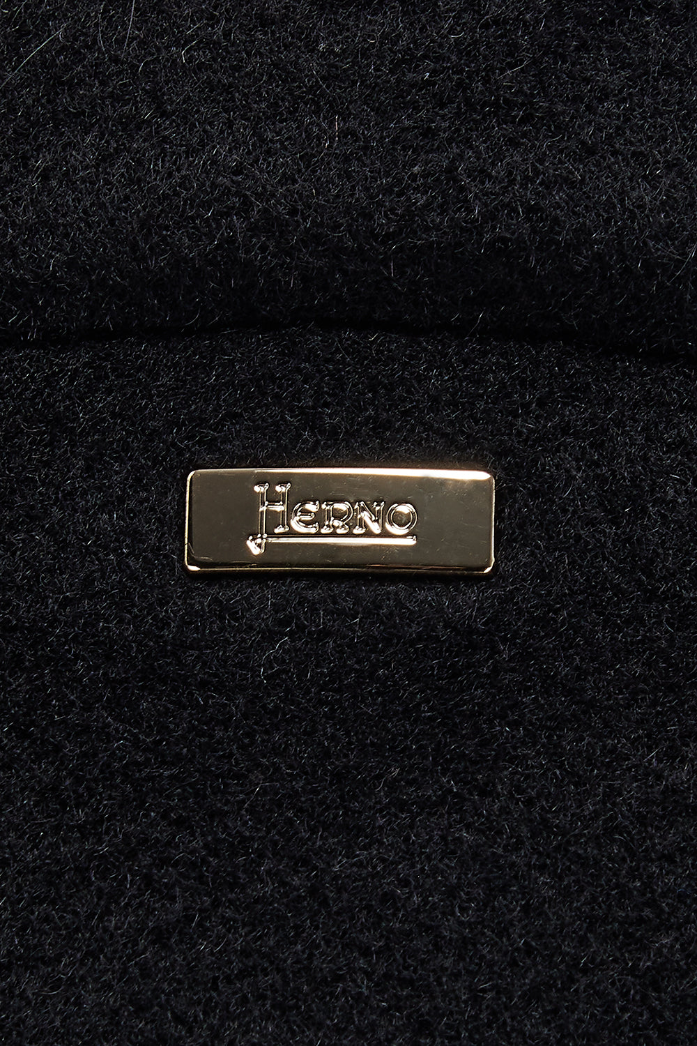 Herno Women’s Alpaca Wool Coat Black - Close Up Logo