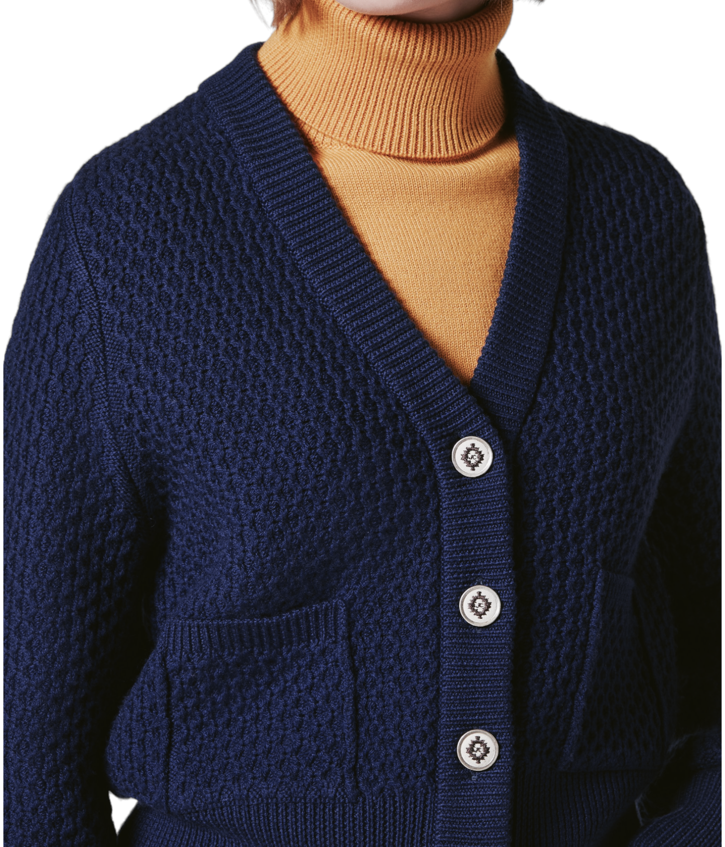 Jacob Cohën Women's Pure Wool Cardigan Navy - Side View