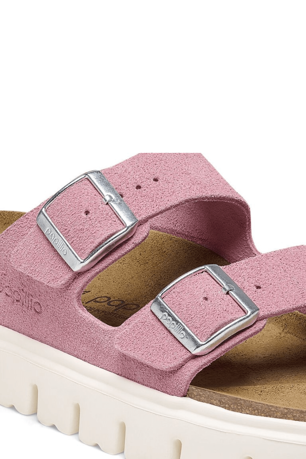 Birkenstock Women's Arizona Chunky Suede Sandals Pink - Close Up Buckle