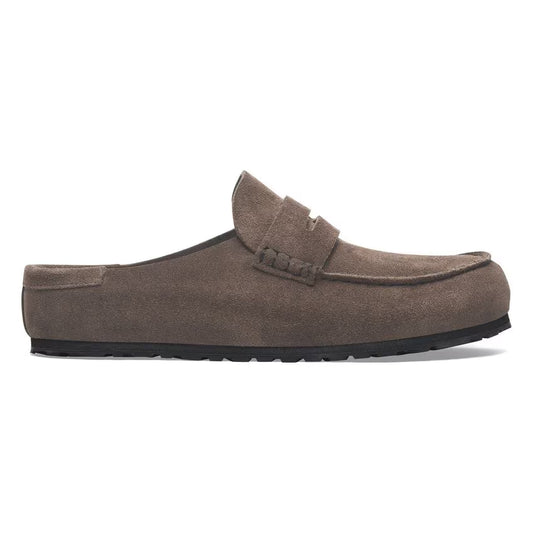 Birkenstock Naples Wrapped Suede Leather Concrete Gray Shoes