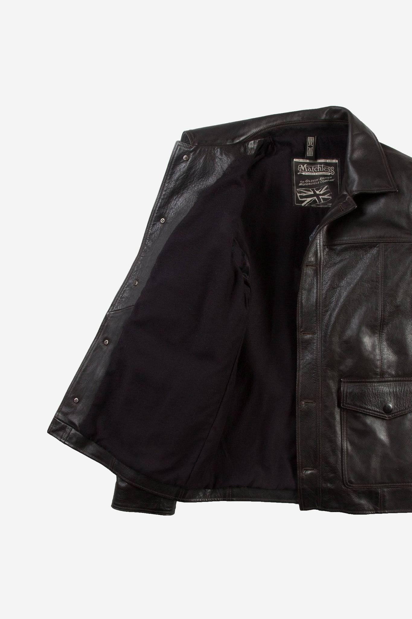 Matchless Tyler Men's Leather Jacket Antique Black - Inner View