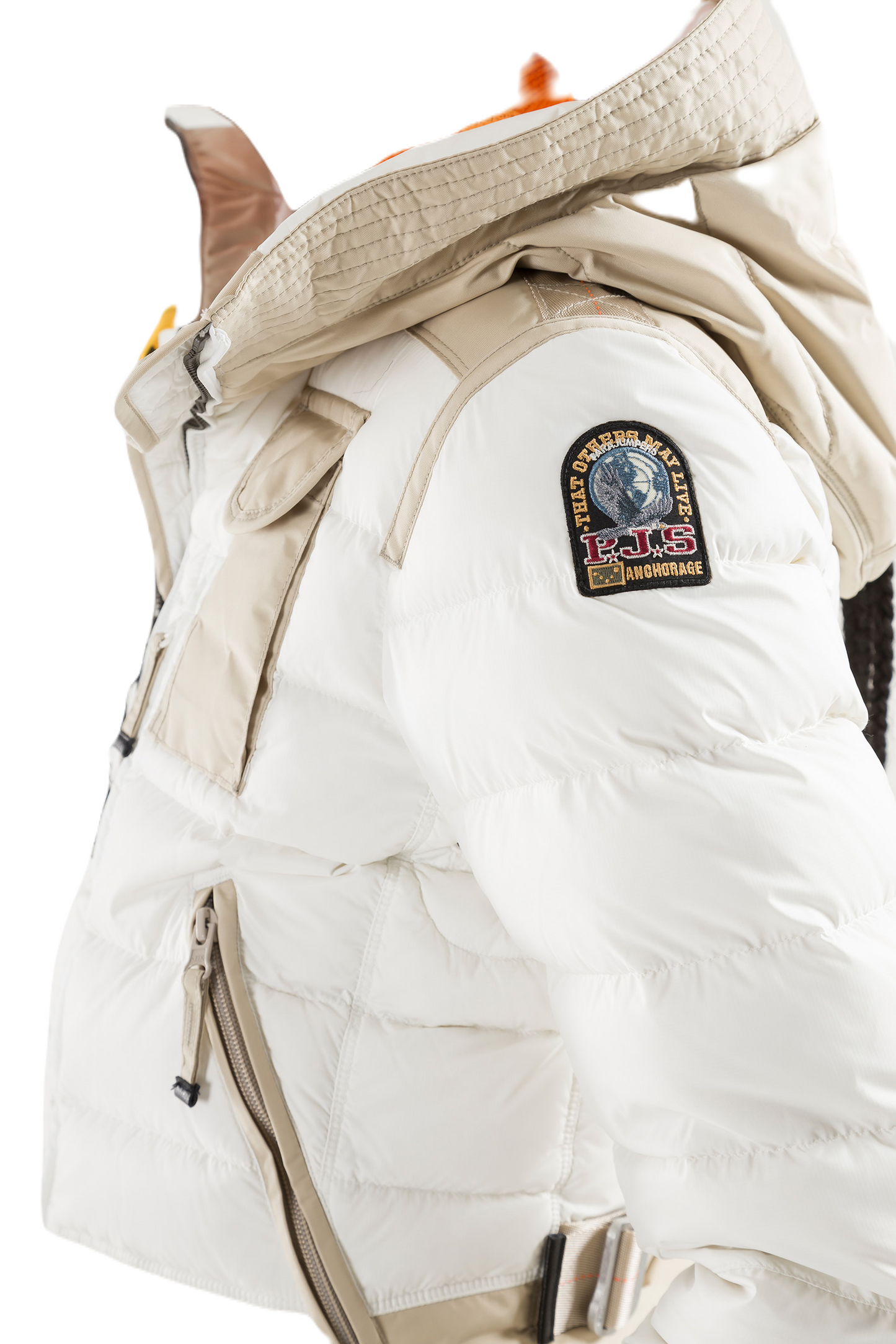 Parajumpers Skimaster Women's Down-filled Jacket White - Close Up Side View