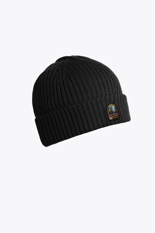 Parajumpers Unisex Rib Beanie Hat Black - Front View