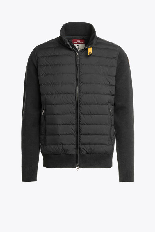 Parajumpers Takuji Men's Wool Down Cardigan Jacket Black – Front View