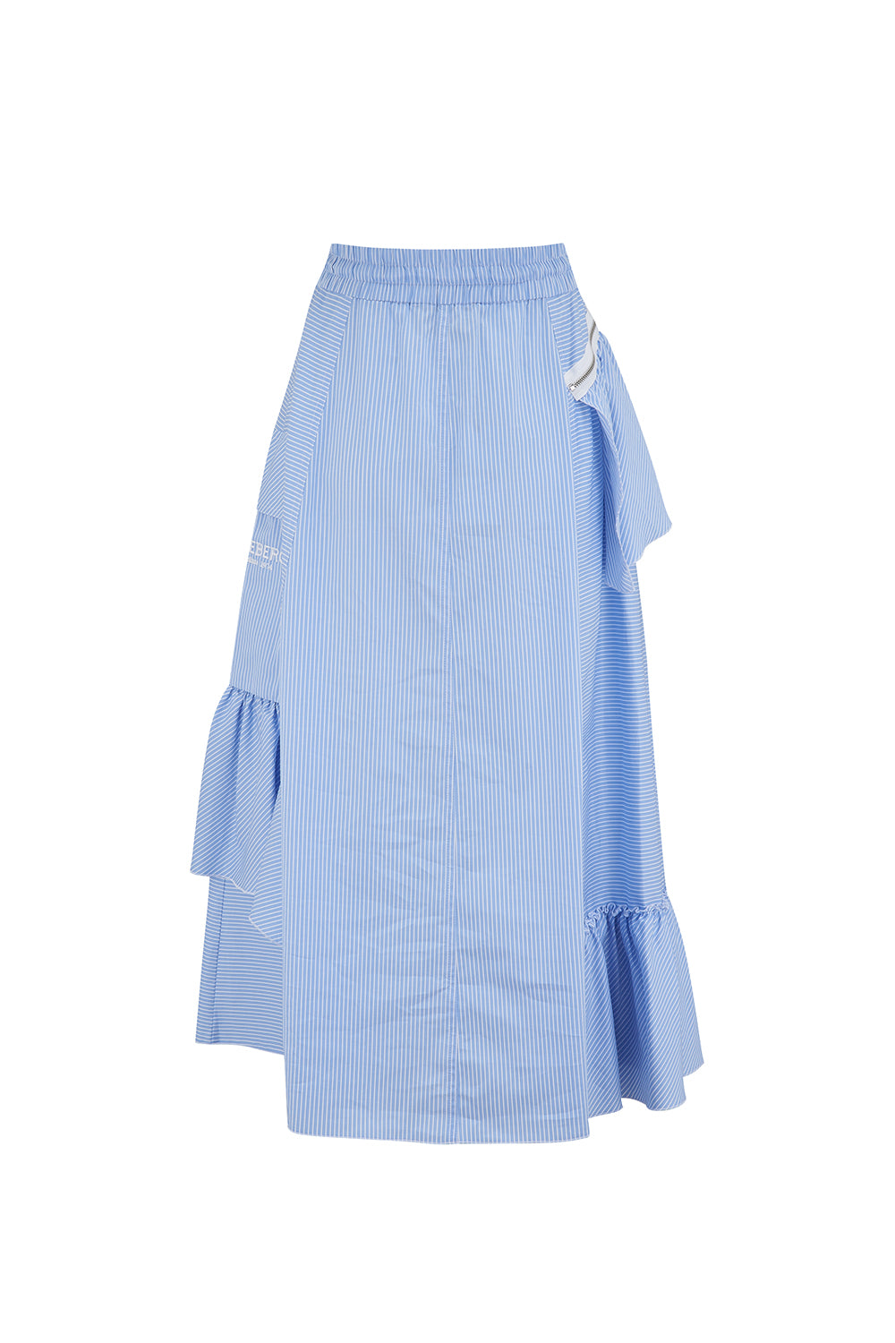 Iceberg Women's Side Ruffle Striped Midi Skirt Blue - Back View