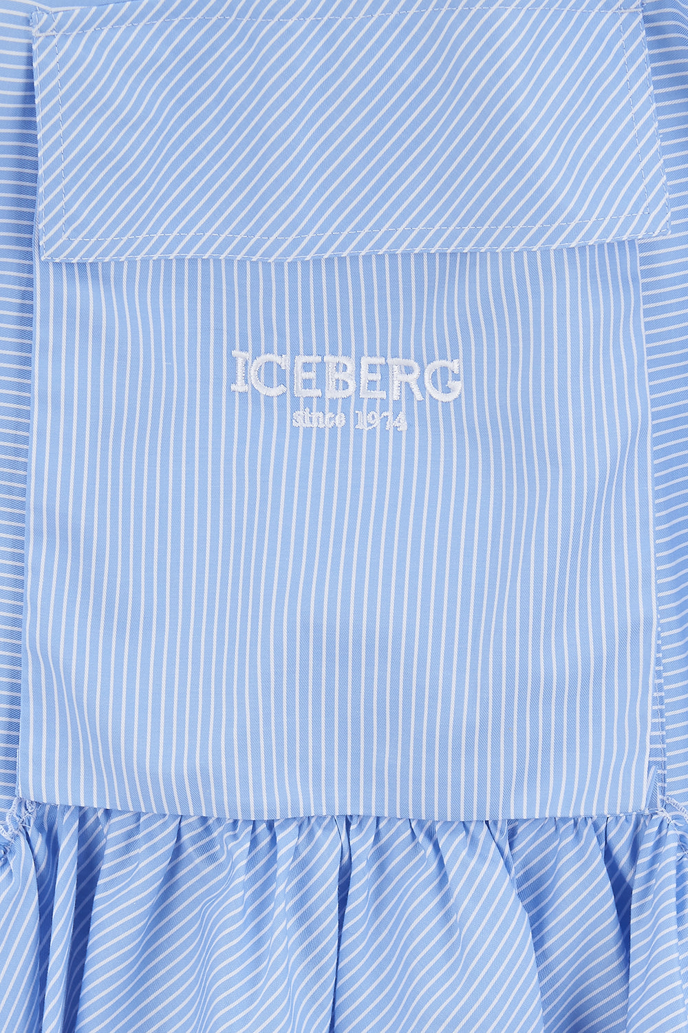 Iceberg Women's Side Ruffle Striped Midi Skirt Blue - Close Up Logo