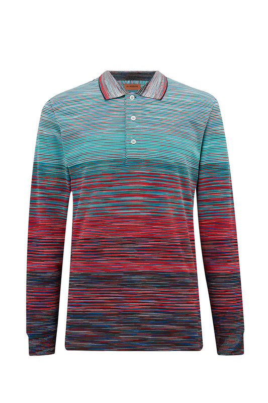 Missoni Men's Space-dyed Polo Shirt Mint Blue - Front View