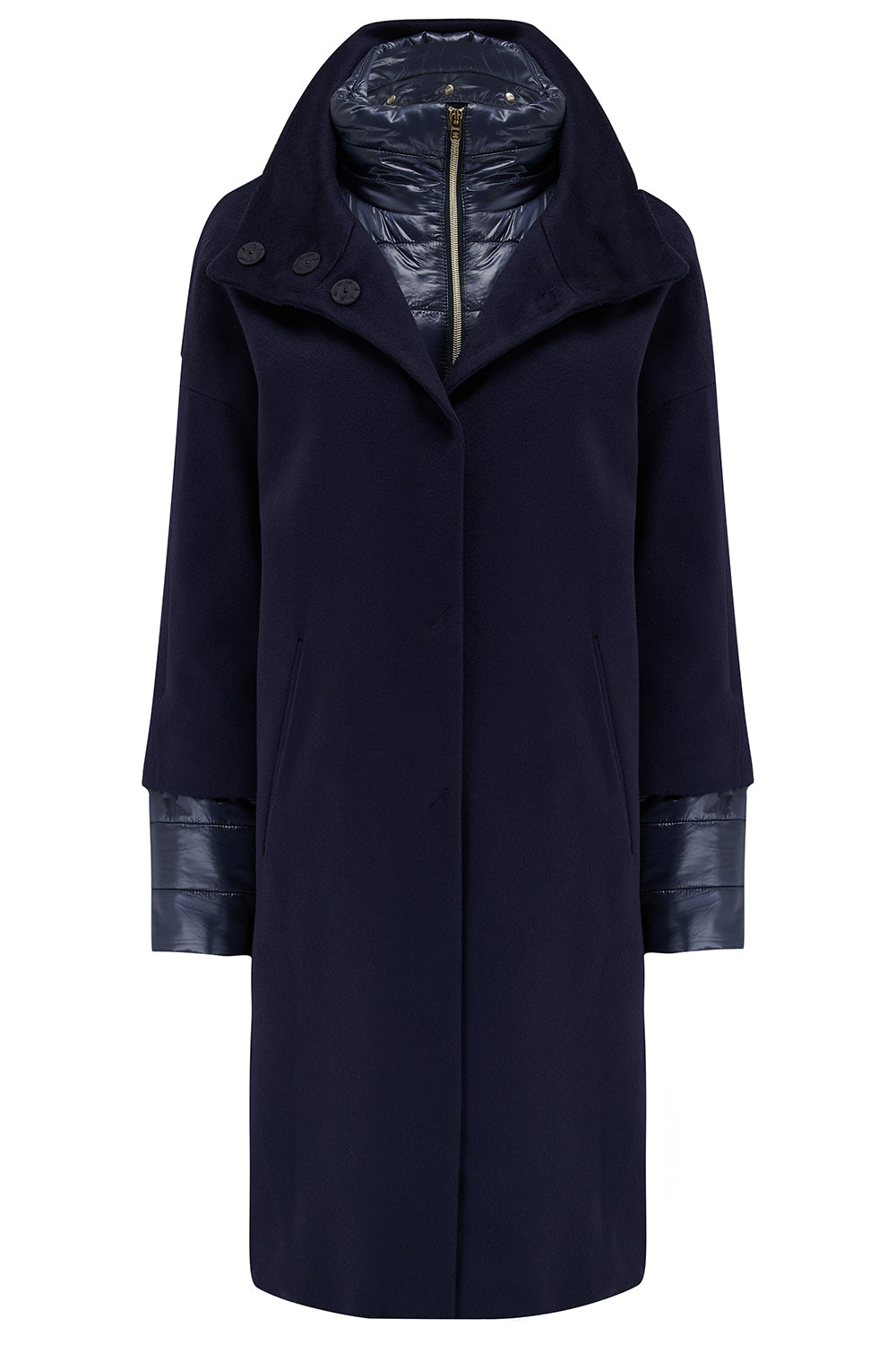 Wool Herno Coats Women Herno Women's Wool Nylon Coat Blue Linea