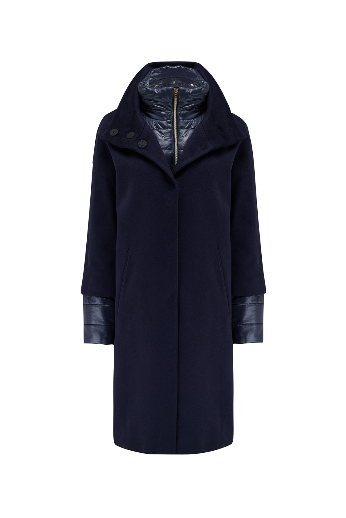 Herno Women’s Wool & Nylon Coat Blue - Front View