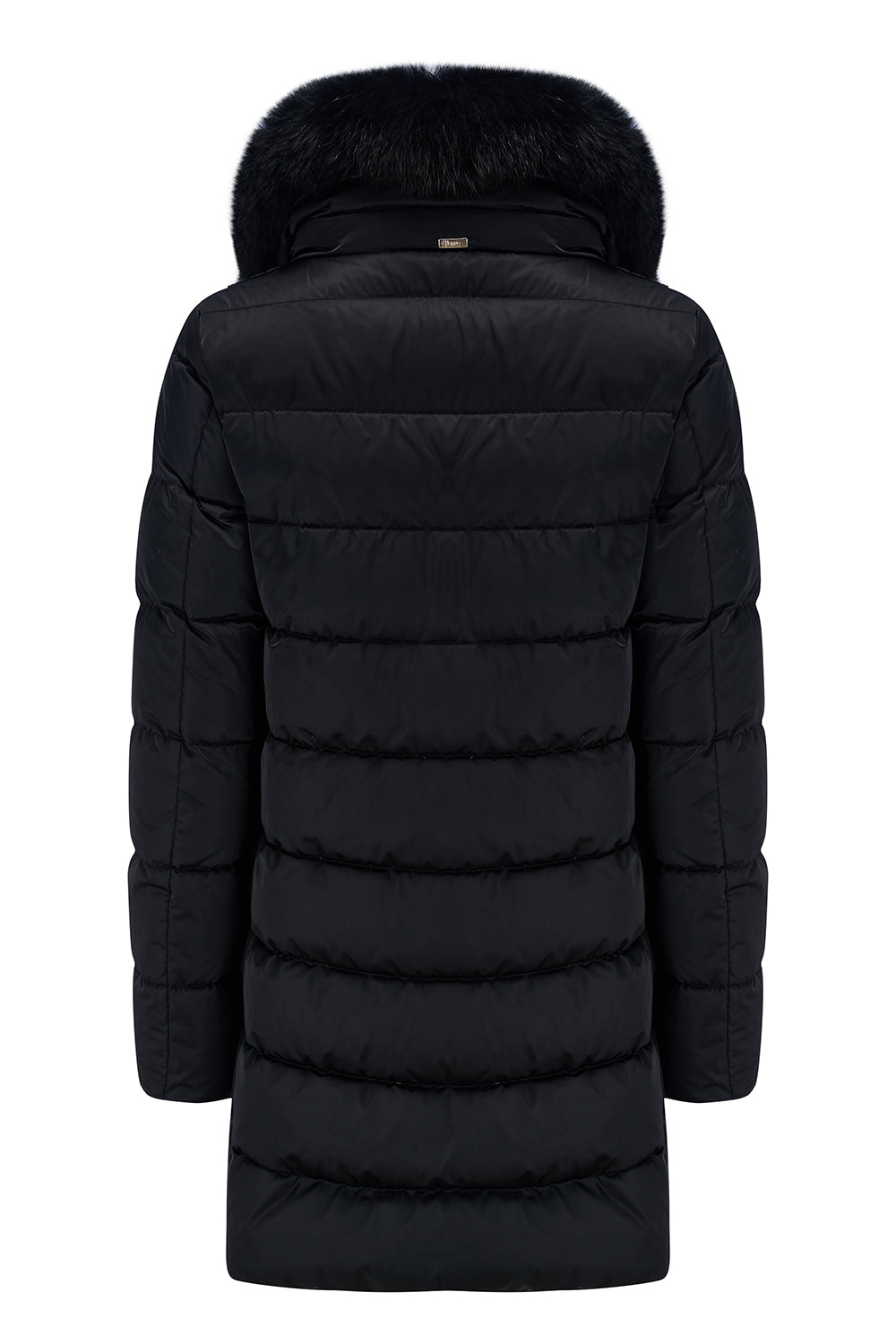 Herno Women’s Layered-Effect Padded Coat Black - Back View