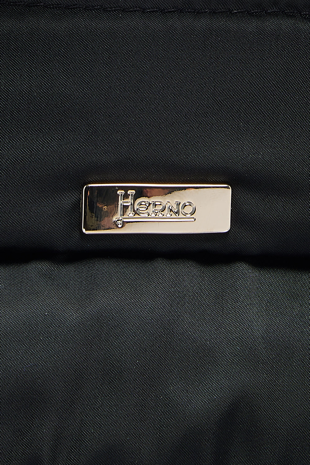 Herno Women’s Layered-Effect Padded Coat Black - Close Up Logo