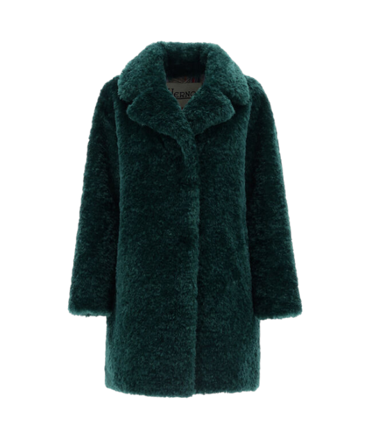 Women's Green Faux Fur Coat by Herno - Front View