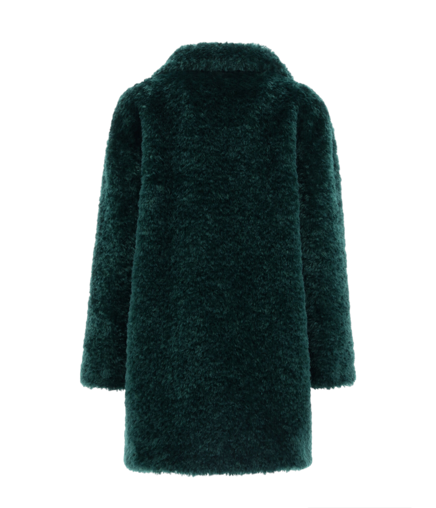 Emerald Green Sustainable Teddy Coat Herno Women’s Coat In Curly Faux Fur College Green