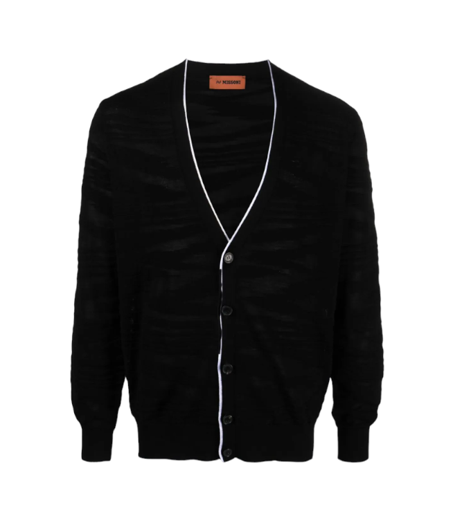 Missoni Men's Wool and Viscose Embossed Cardigan Black - Front View