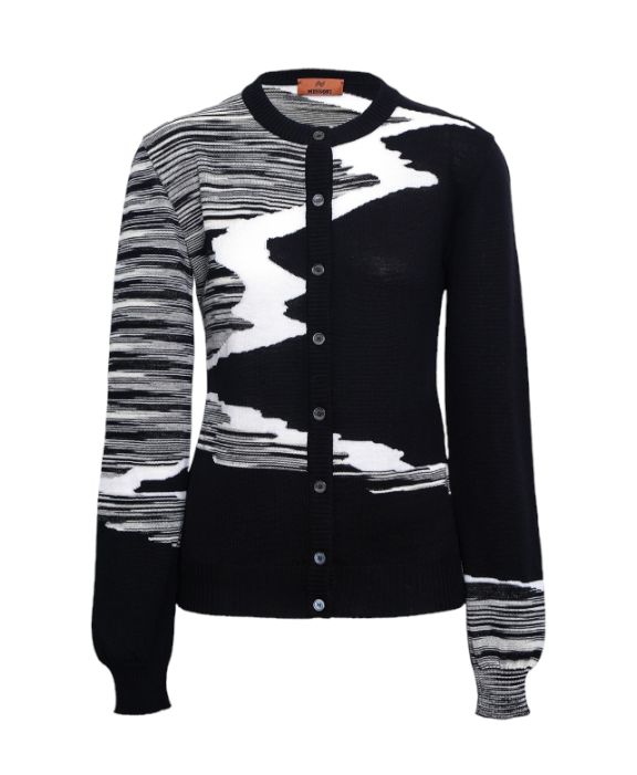 Missoni Women's Space-dyed Wool Cardigan Black/White - Front View