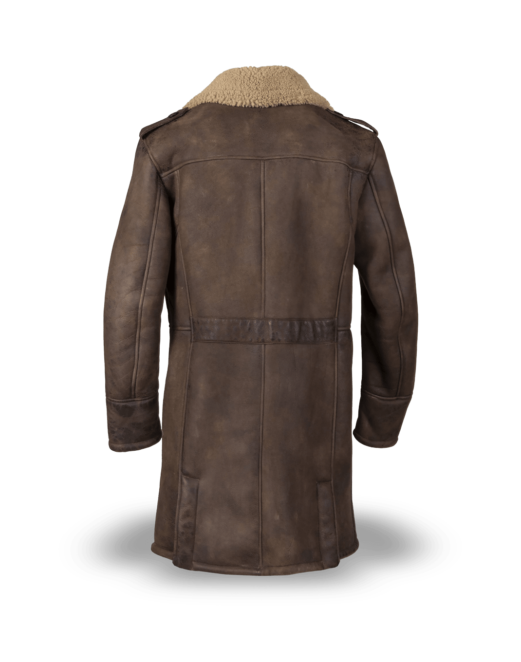 Matchless Fokker Men's Shearling Leather Trench Coat Brown