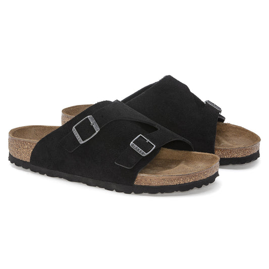 Birkenstock Unisex Zurich Suede Leather Sandals Black