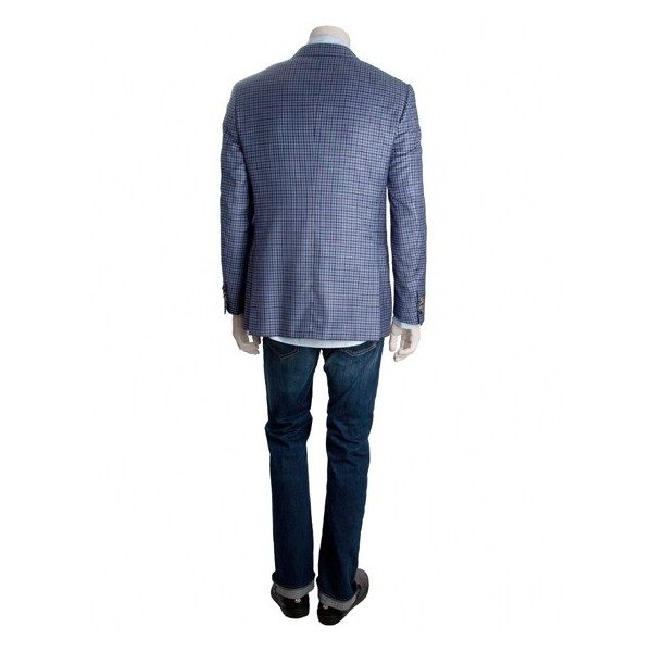 Pal Zileri Men's Wool Woven Check Suit Jacket Blue