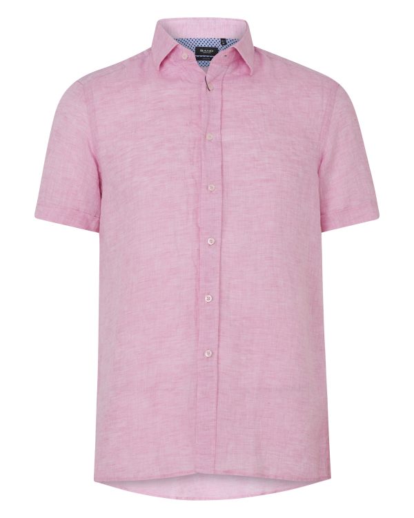 Sand Men's Marled Linen Short-Sleeve Shirt Pink FRONT