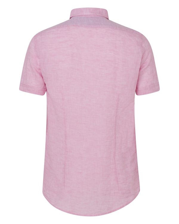 Sand Men's Marled Linen Short-Sleeve Shirt Pink BACK
