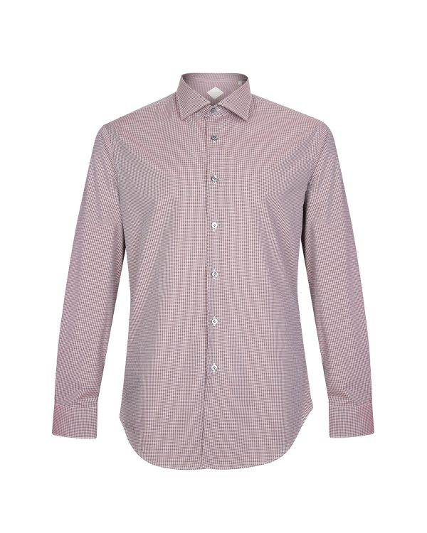 Pal Zileri Men's Check Cotton Shirt Burgundy