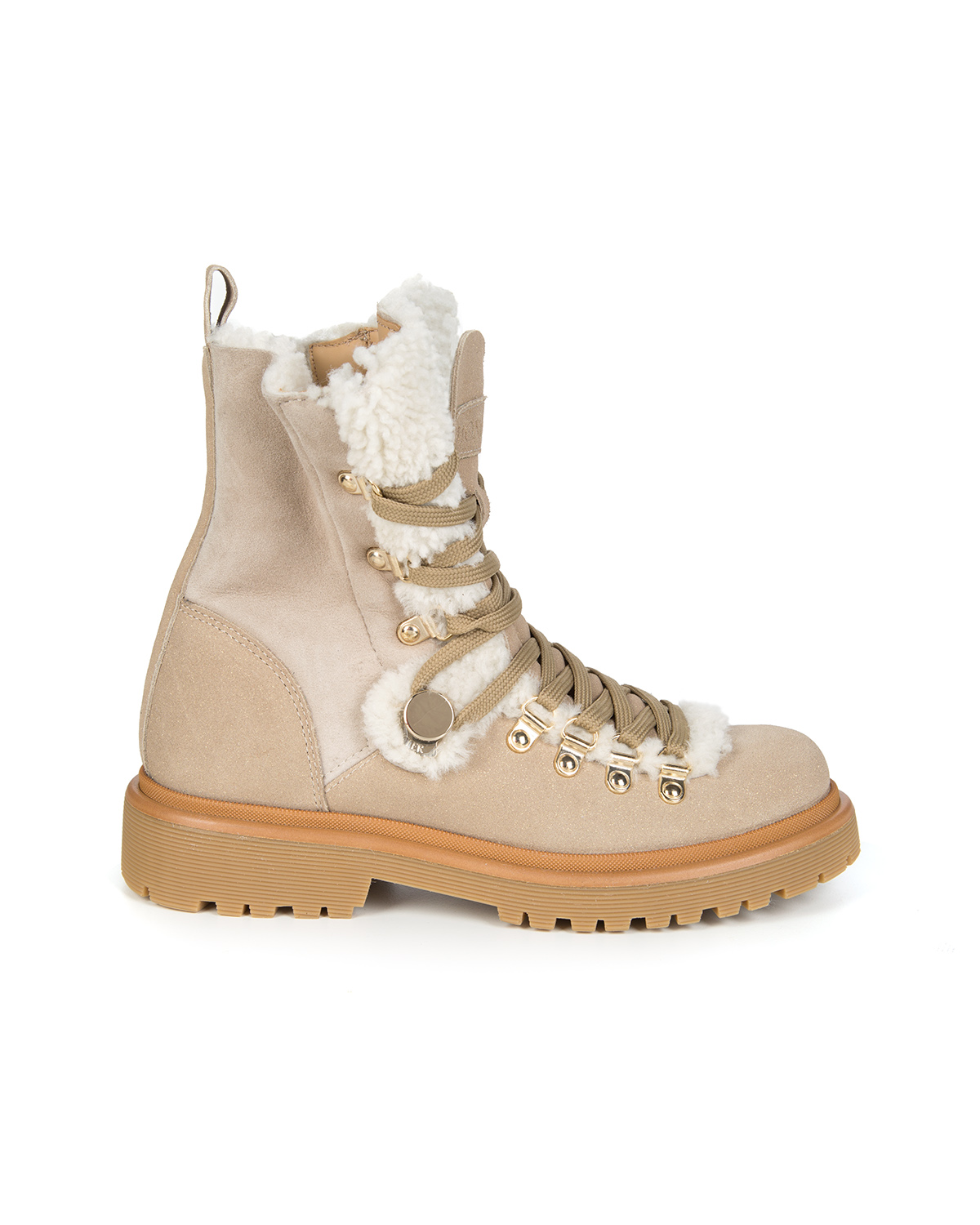 Shearling Ankle Boots Beige 