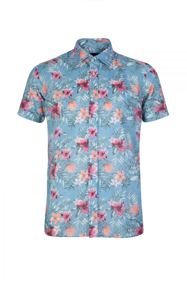 Sand Men's Tropical Print Shirt Blue