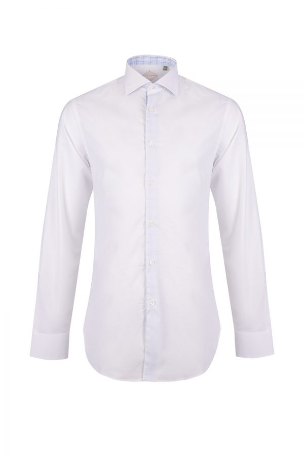 Pal Zileri Men's Contrast Inner Long-sleeved Shirt White