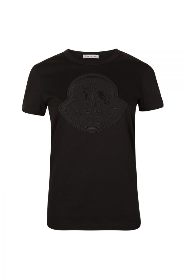 Moncler Women’s Embroidered Logo T-shirt Black