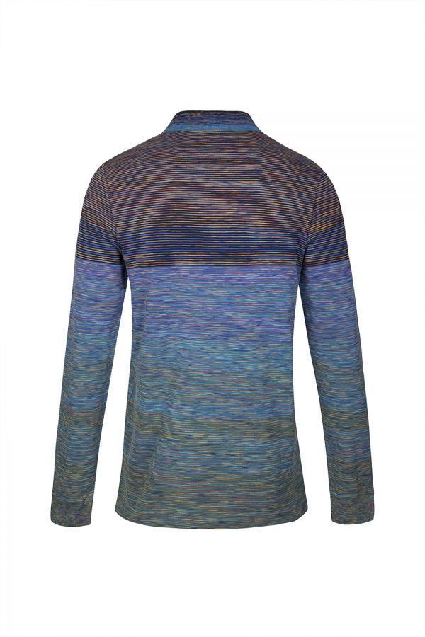Missoni Men’s Space-dye Long-sleeved Polo Shirt Blue