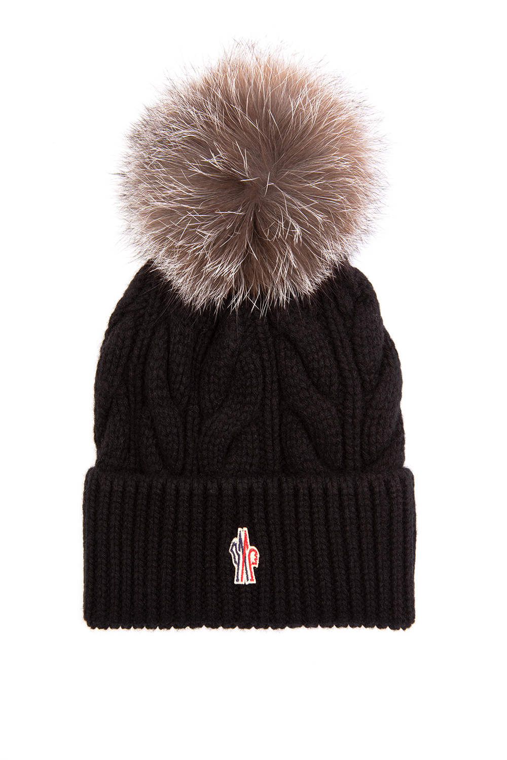 moncler knit hat with fur pom pom