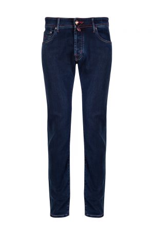 Jacob Cohën J622 Red Leather Men's Luxury Denim Jeans Blue