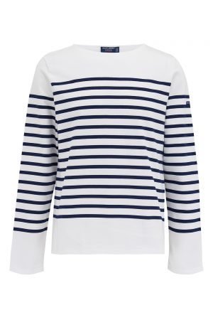 Saint James Naval Men’s Striped Long-sleeved Top White/Navy - New SS21 Collection