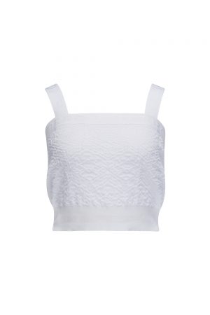 Iceberg Women's Textured Logo Crop Top White - New SS21 Collection