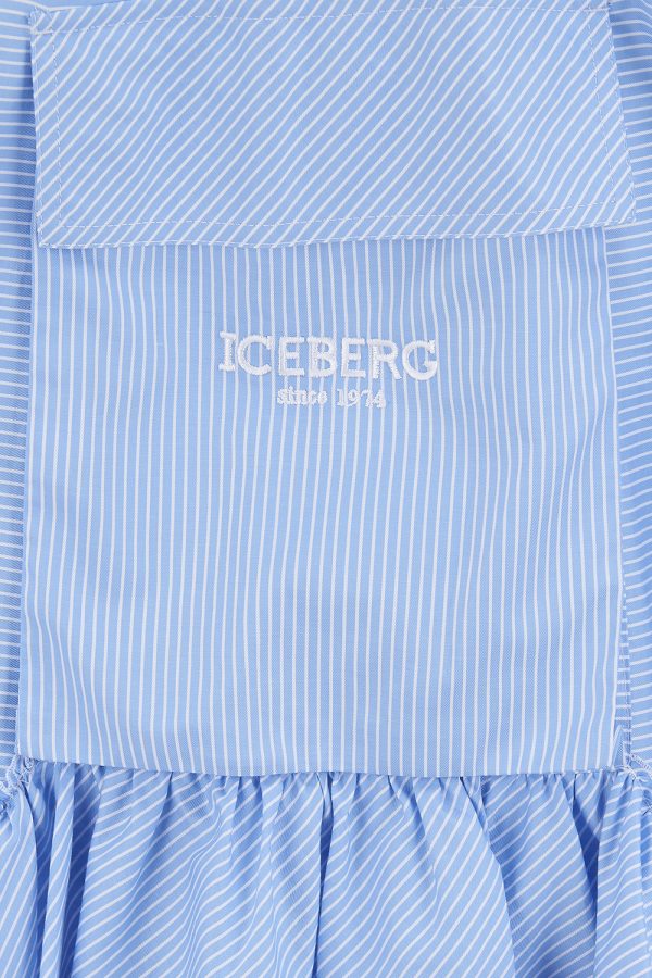 Iceberg Women's Side Ruffle Striped Midi Skirt Blue - New SS21 Collection