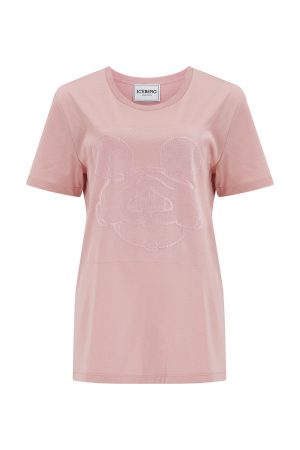 Iceberg Women's Embroidered Mickey Mouse T-shirt Pink - New SS21 Collection