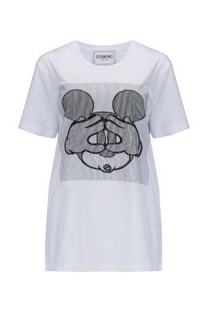 Iceberg Women's Mickey Mouse Motif T-shirt White - New SS21 Collection