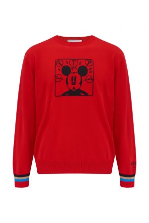 Iceberg Men's Mickey Mouse Cotton Sweater Red - New SS21 Collection