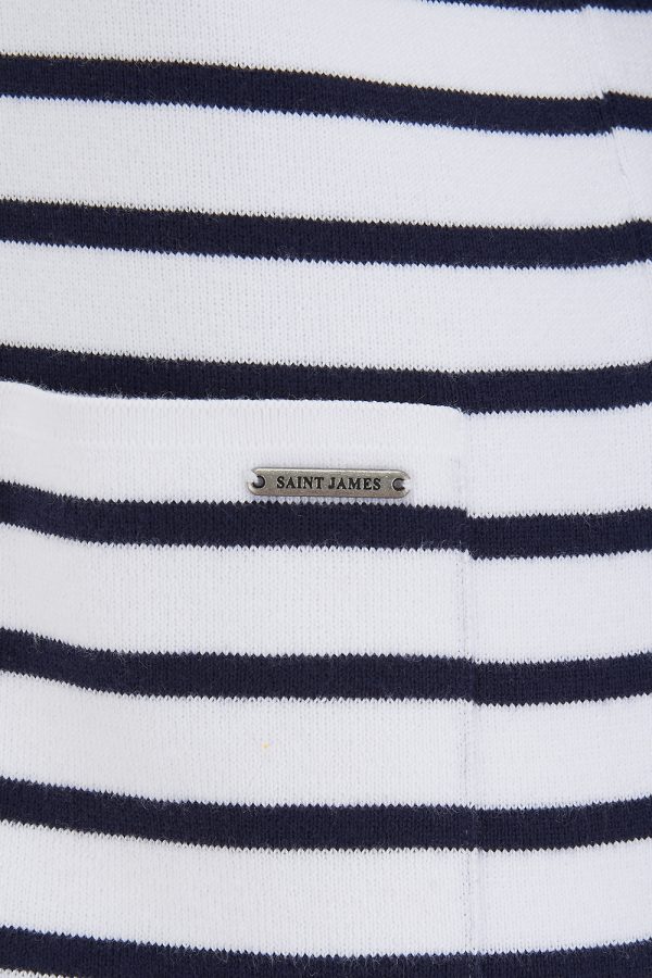 Saint James Brooklyn Women’s Stripe Zip-up Cardigan White/Navy - New SS21 Collection
