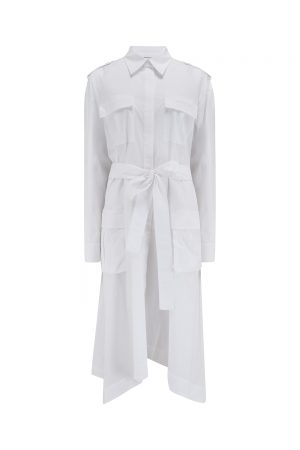 Iceberg Women's Tie Front Cotton Shirt Dress White - New SS21 Collection