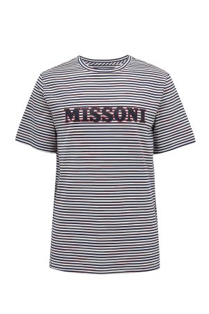 Missoni Men’s Logo-print Striped T-shirt Navy - New W21 Collection 