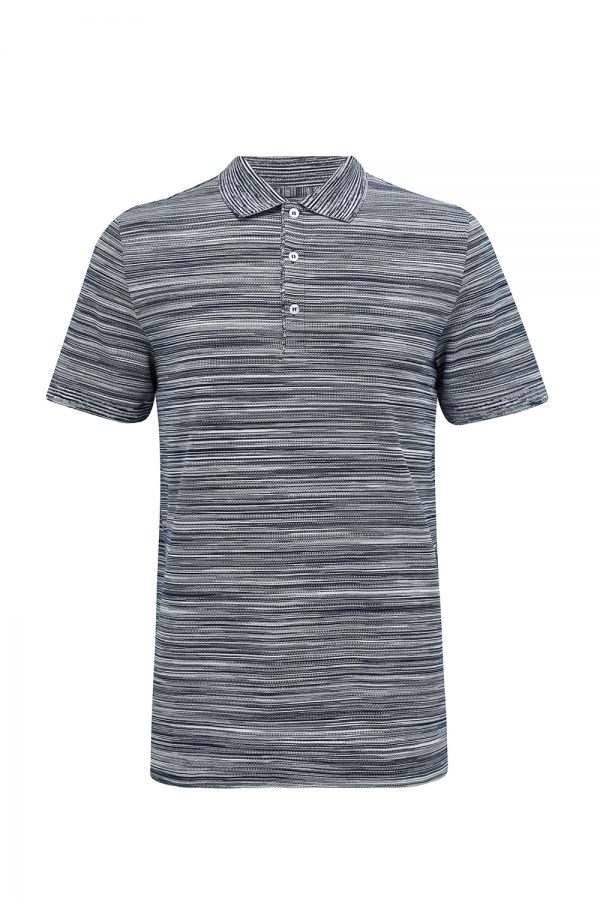Missoni Men’s Space-dyed Cotton-piqué Polo Shirt Navy - New W21 Collection 
