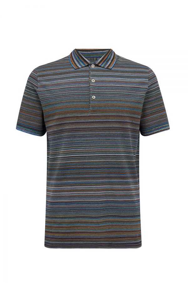 Missoni Men’s Striped Cotton-piqué Polo Shirt Green - New W21 Collection